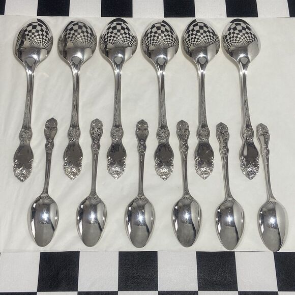 Vintage Soviet USSR Melchior Cupronickel Spoon Set of 6 Tea & 6 Table Spoon МНЦ - Picture 6 of 8